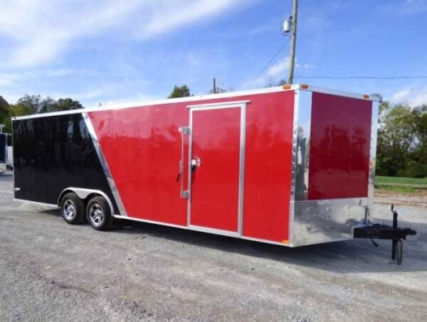 Enclosed Trailer 8.5’x24′ Red & Black Equipment Hauler Storage
