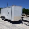 7×14 Enclosed Trailer White V-Nose Ladder Racks (2) 3500lb Axles Storage