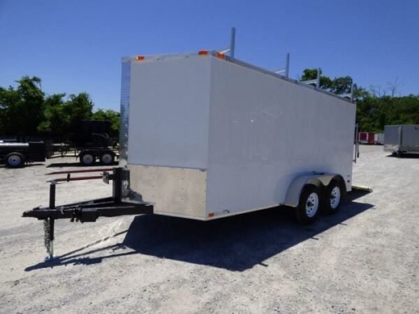 7×14 Enclosed Trailer White V-Nose Ladder Racks (2) 3500lb Axles Storage - Image 7
