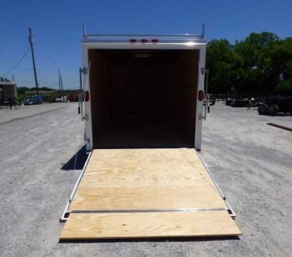 7×14 Enclosed Trailer White V-Nose Ladder Racks (2) 3500lb Axles Storage - Image 3