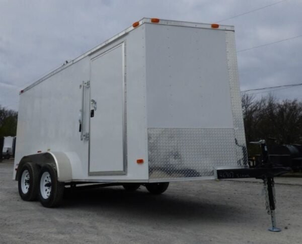 Enclosed Trailer 7’x14′ White – V-Nose Lawn Mower Cargo Trailer Storage - Image 3