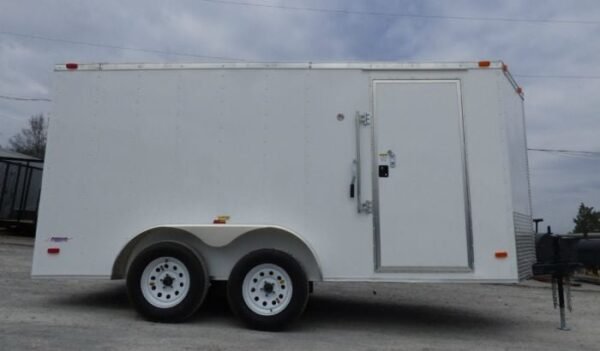 Enclosed Trailer 7’x14′ White – V-Nose Lawn Mower Cargo Trailer Storage - Image 5