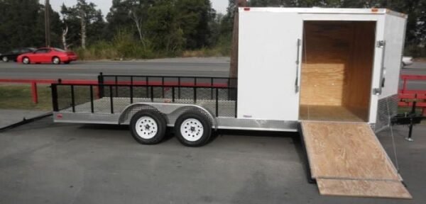 Enclosed Utility Hybrid Trailer 7’x20′ – Lawn Mower Equipment Hauler Storage